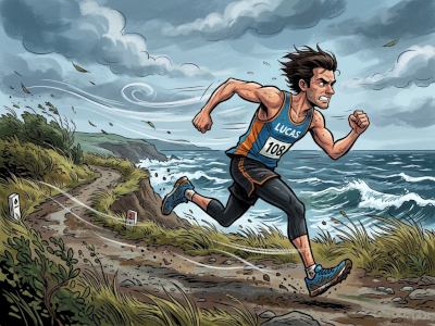 runner running in the wind